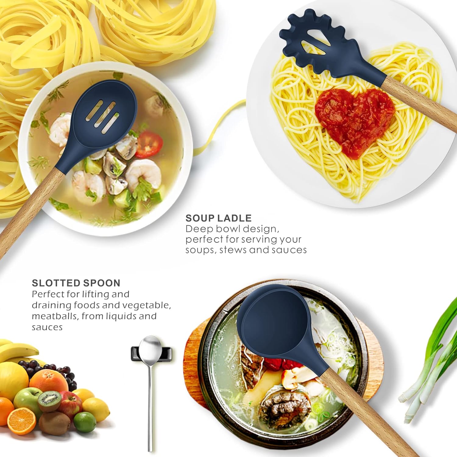 12 Pcs Silicone Cooking Utensils Kitchen Utensil Set | Heat Resistant Kitchen Non toxic Spatula Set with Turner Tongs
