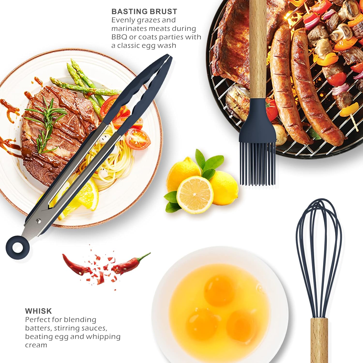 12 Pcs Silicone Cooking Utensils Kitchen Utensil Set | Heat Resistant Kitchen Non toxic Spatula Set with Turner Tongs